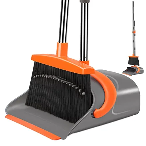 Ivandar Broom and Dustpan Set (Gray & Orange)