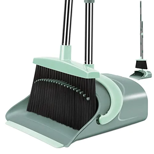 Ivandar Broom and Dustpan Set (Gray & Green)