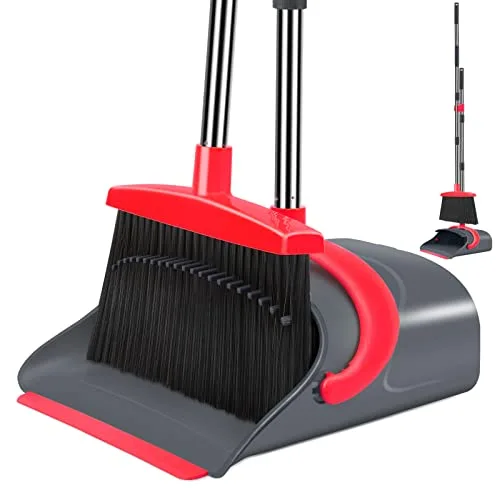 Ivandar Broom and Dustpan Set (Gray & Red)