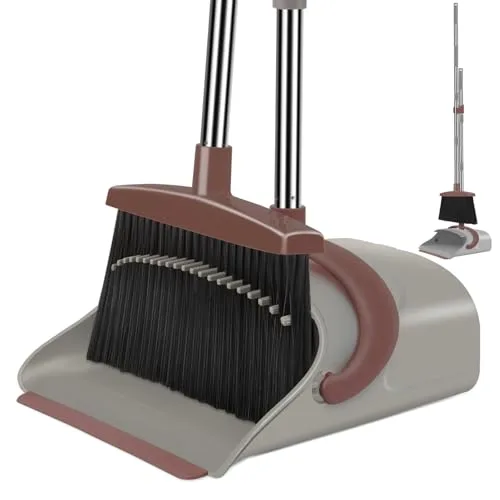 Ivandar Broom and Dustpan Set (Brown & Gray)